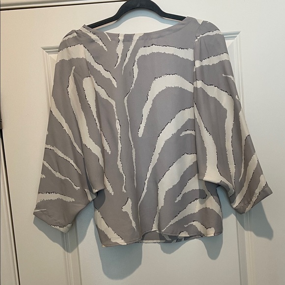 LOFT Tops - LOFT Gray and Cream Zebra Print Blouse